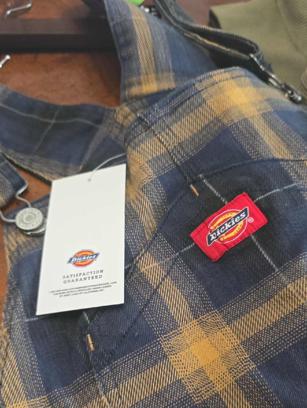 Dickies 2x Plus Navy and Mustard Plaid Overall Dress Nwt - Picture 3 of 4